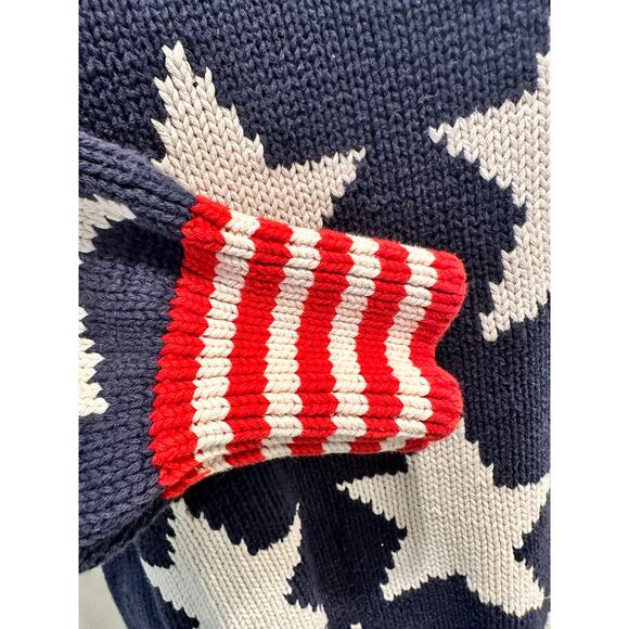 Perry Ellis Vintage 1980s American Flag Intarsia Knit Evil Knievel Levis Sweater - Picture 5 of 10